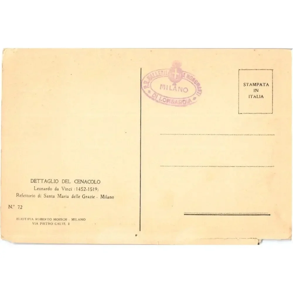 Mattheus Thaddeus Simon Dettaglio Del Cenacolo Leonardo Da Vinci Postcard - Picture 2 of 2